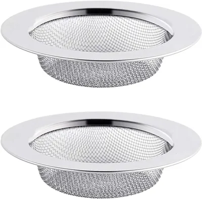 Immagine prodotto di Filtro per lavello in acciaio inossidabile - Set di 2 - Filtro per scarico da 11-5 cm - Griglia per lavello - Griglia per lavello - Griglia per lavello da cucina