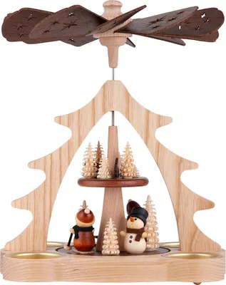 Produktbild von 2-stöckige Pyramide Weihnachtsmann und Schneemann (22cm) von HoDreWa Legler