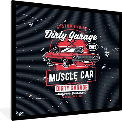 Produktbild von MuchoWow® MuchoWow® Gerahmtes Poster Mancave - Auto - Retro - Rot 40x40 cm - Poster mit zchwarzem Bilderrahmen - Mit Rahmen - Wanddekoration Schlafzimmer