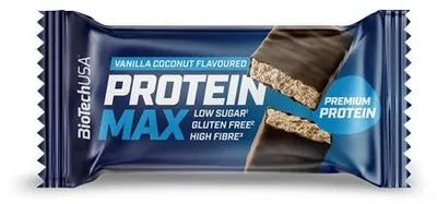 Obrázek produktu pro Proteinová tyčinka "Protein Max", vanilka/kokos, bezlepková, 45 g, BIOTECH USA 20019030500