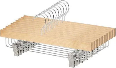 Produktbild von Famanu Holzkleiderbügel Set mit Clips 35,9 × 16 cm - Natur