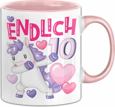 Produktbild von 10. Geburtstag Geschenk Tasse Becher Mädchen Einhorn Geburtstagsgeschenk Tochter Endlich 10 (Rosa)