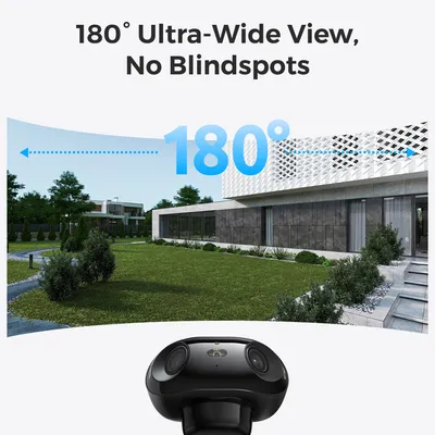 Produktbild von Reolink Argus 4 Pro+SP2, 4K 8MP 180° kamera s dvoma objektívmi, inteligentná detekcia, 2,4/5GHz WiFi, nočné videnie ColourX, 2-cestný alarm, čierna
