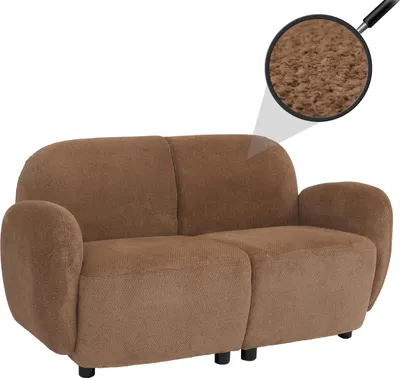 Immagine prodotto di divano a 2 posti HWC-P33, divano lounge a 2 posti, tessuto/ceniglia (330 g/m²) Oeko-Tex ~ marrone