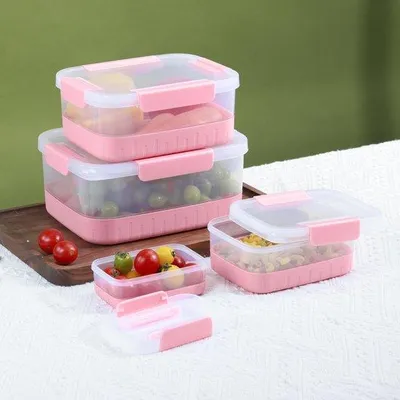 Immagine prodotto di Set di 4 contenitori in silicone impermeabili e ermetici con coperchi privi di BPA, ideali per preparare e conservare i pasti (rosa)