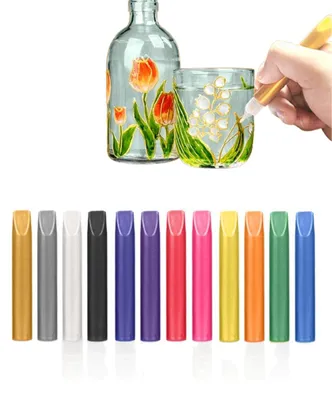 Wachsstifte für Glas, 12 Stück, wasserfest, leuchtende Farben