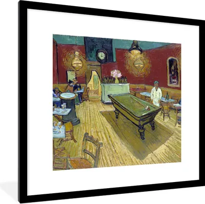 Produktbild von MuchoWow® Gerahmtes Poster Das Nachtcafé - Gemälde von Vincent van Gogh 40x40 cm - Poster mit Schwarzem Bilderrahmen Wandposter Rahmen Foto Bilder - Poster - Plakat im Rahmen