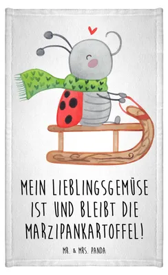 Produktbild von Mr. & Mrs. Panda Handtuch Smörle Rodeln - Weiß - Geschenk, Gästetuch, gäste wc, Weihnachten, Winter, Schlittenfahren, Gäste-WC, Marzipan, Mini-Handtuch, Klein