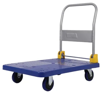 Produktbild von Transportwagen - Klappbarer Plattformwagen - Schwerlast 600 kg Tragkraft - Ladefläche 102×61 cm - Räder 12,7 cm - Blau
