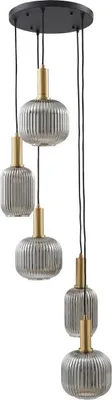 Zdjęcie produktu dla Lampa wisząca Lindby Doroteo, 5-światłowa, szara, szkło