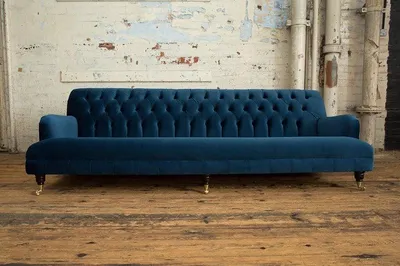 Produktbild von Blaue Chesterfield Couch Textil 4 Sitzer XXL Big Sofa Couchen Big Polster