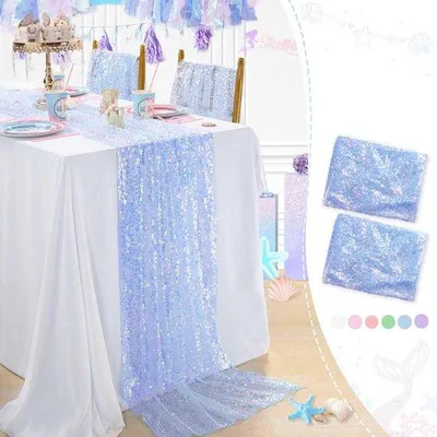Immagine prodotto di Tovaglia blu 63x300 cm per decorazioni di una festa a tema sirena