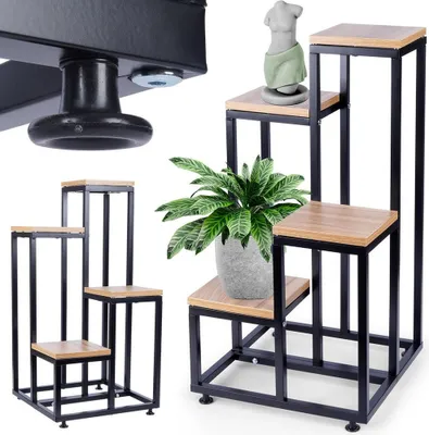 Produktbild von Vilde Blumenständer Blumentreppe Pflanzenständer Blumensäule Pflanzensäule Blumenregal für Blumentöpfe aus Metall 4 Etagen 69 cm
