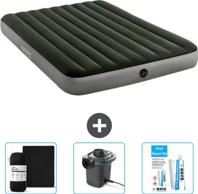 Produktbild von Intex Luftbett – 2 Personen – 152 x 203 x 25 cm – Grün – im Lieferumfang enthalten Spannbettuch - Pumpe en Reperaturset