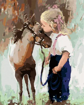 Produktbild von Diamondi - Diamond painting - KLEINES MÄDCHEN UND PONY, 40X50 cm, mit Keilrahmen (bereits gespannt)