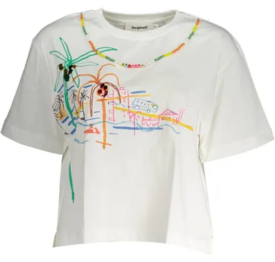 Produktbild von Stylisches Kurzarm Damen T-Shirt - Weiß mit Print und Details