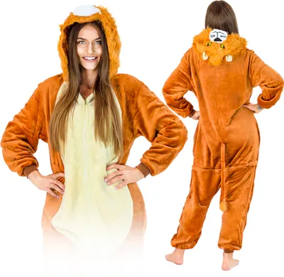 Obrázek produktu pro Dámský a pánský halloweenský kostým - jednodílné pyžamo Lev - kombinéza - karnevalové a pyžamové kostýmy pro dospělé, velikost S