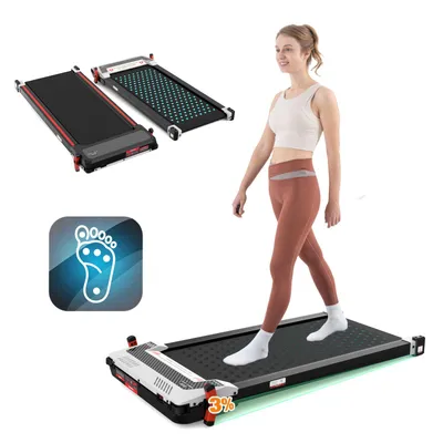 Produktbild von Heim-Laufbänder mit Steigung, beidseitig, mit Fußmassagematte-Funktion , 440W Bürstenloser Motor, 1-6KM/H, max.Last 120KG Walking/Jogging Pad