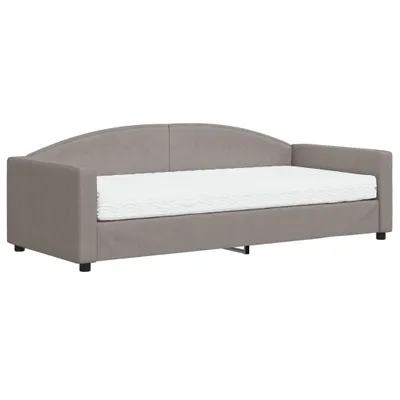 Zdjęcie produktu dla vidaXL Łóżko dzienne z materacem Taupe 90x200 cm tkanina