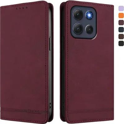Obrázek produktu pro Pouzdro pro Motorola Moto G86, retroPolyuretankožené flip pouzdro s stojánkem a přihrádkami na karty Červený