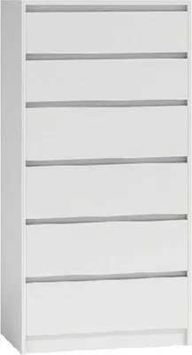Produktbild von KOMMODE SCHRANK 6 SCHUBLADEN HÖHE 140 CM KARO K6 FARBE WEIß FÜR ZUHAUSE FÜR BÜRO