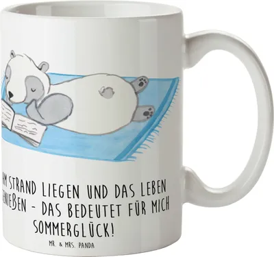 Produktbild von Mr. & Mrs. Panda haferl Sommerglück - Weiß - Geschenk, Geschenke, Tasse, frisch gemähtes Gras, Kaffeebecher, Strand, Teetasse, Summer Vibes, Farben, Sommer, Sommerferien