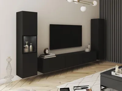 Obrázek produktu pro Stěna do obýváku HEXIO - černá + LED osvětlení