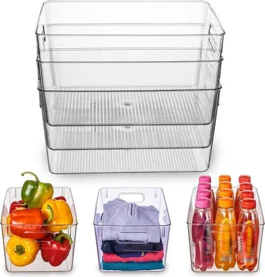 Produktbild von Klare Plastikboxen für Küche und Kühlschrank, 4er-Pack, Organizer