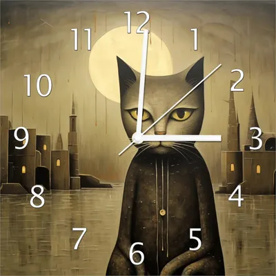 Produktbild von Wallario Design Wanduhr Nachtwächter der Stille aus Echtglas, Größe 30 x 30 cm