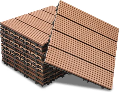 Produktbild von Faziango Terrassenfliesen 110 Stück (10m²) Klickfliesen in Holzoptik, WPC Fliese,30 x 30cm, Braun