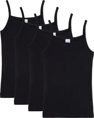 Produktbild von Sanetta Mädchen Unterhemd, 4er Pack - Shirt ohne Arme, Top Schwarz 176