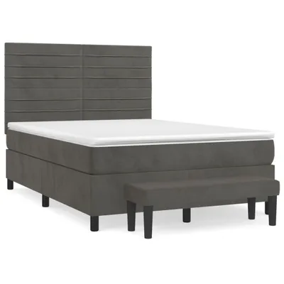 Produktbild von vidaXL Boxspringbett mit Matratze Dunkelgrau 140x200 cm Samt