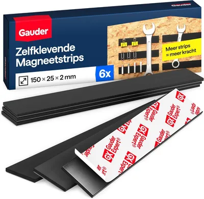 Zdjęcie produktu dla Paski samoprzylepne magnetyczne - magnesy (6 sztuk - 15 cm x 25 mm x 2 mm)