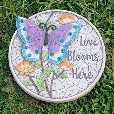 Produktbild von Runder Zement-Trittstein für die Gartendekoration, für Blumenbeete und Teichbereiche, mehrfarbige Pflastersteine für Wege und die Landschaftsgestaltung, Garten-Trittsteine (Blau)