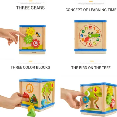Produktbild von Frühpädagogisches Holzperlenlabyrinth, Formsortierer, Aktivitätswürfel, Geschenke für Babys und Kinder