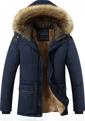 Produktbild von Herren Winter Abnehmbare Kapuzenjacken Dicken Warmen Mantel, Blau, L