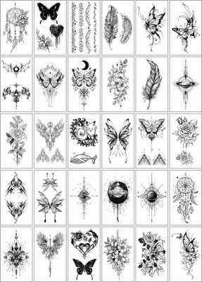 Produktbild von INF Temporäre Tattoo-Aufkleber der Dark Series - 30 einzigartige Designs