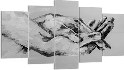 Produktbild von Bild auf Leinwand - Leinwandbild - 5 Teile - Handschriftlich Hände Schwarzweiß - 160x85cm - Wand Bild - Wanddeko - Wandbilder - Leinwanddruck - Bilder - Wanddekoration - Leinwand bilder EA160x85-4566