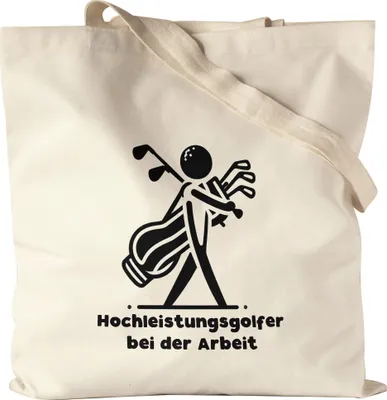 Produktbild von Hochleistungsgolfer bei der Arbeit Silhouette Golfbag Jutebeutel - Humorvolles Golf Geschenk