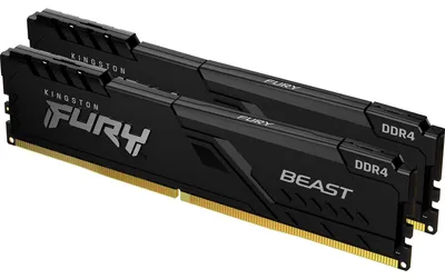 Zdjęcie produktu dla Kingston Technology FURY Beast 16GB 3600MT/s DDR4 CL17 DIMM (Zestaw 2) Black, 16 GB, 2 x 8 GB, DDR4, 288-pin DIMM