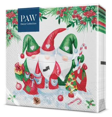 Produktbild von Servietten Weihnachtswichtel 33x33 cm, 20 Stück, Papier, Party-Dekoration