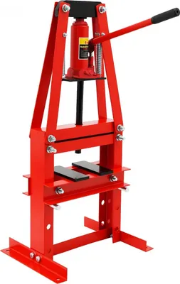 Obrázok produktu pre Hydraulický lis dielenský lis - rám A - nosnosť 6 t - zdvih 130 mm - výškovo nastaviteľný - pretlakový ventil - červený