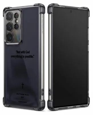 Produktbild von Personalisierte Hülle mit Bild für Samsung Galaxy S23 Ultra Elektroplattiert TPU Stoßdämpfer Handyhülle mit Aber mit Gott ist alles möglich.