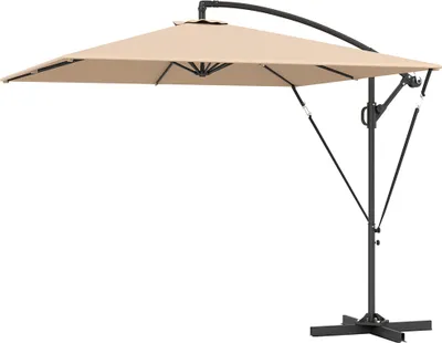 Produktbild von Ampelschirm Ø260 cm Sonnenschirm mit UV-Schutz 50 wasserabweisend Kurbelschirm mit Ständer, Khaki
