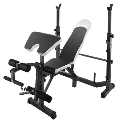 Obrázek produktu pro Posilovací lavice, nosnost 300 kg, integrované zařízení pro cvičení stehen, ČERNÁ