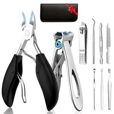 Produktbild von Profi Nagelknipser Set 9-teilig Edelstahl für dicke & eingewachsene Fußnägel mit breiter Öffnung