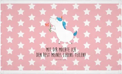 Produktbild von Mr. & Mrs. Panda Baumwollhandtuch Einhorn Blume - Rot Pastell - Geschenk, Partner, Einhörner, Flauschtuch, Heiratsantrag, Liebe, Heiraten, Handtuch, gesichtshandtuch