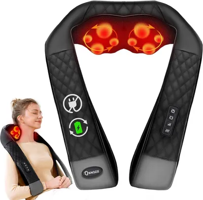 Zdjęcie produktu dla Masażer do szyi 4D Shiatsu, zapewniający głęboki masaż szyi, ramion i pleców, bezprzewodowy, idealny do relaksu