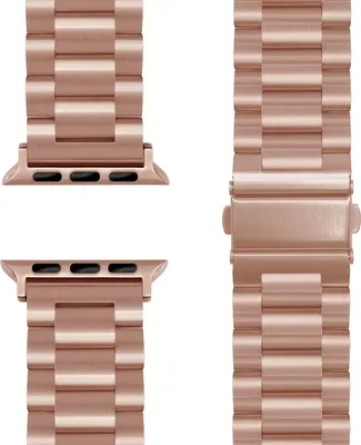 Produktbild von Mova Edelstahl Armband für Apple Watch SE/10/9/8/7/6/5/4/3/2/1, Metall Ersatzarmband mit Doppelfaltschließe, 38/40/41/42mm -  Kupferrosé