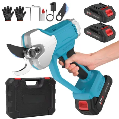 Image de Sécateur électrique - Sécateur à batterie pour arbres - Moteur sans balais - Diamètre de coupe de 40 mm - Pour arbres et bonsaïs - 2 batteries